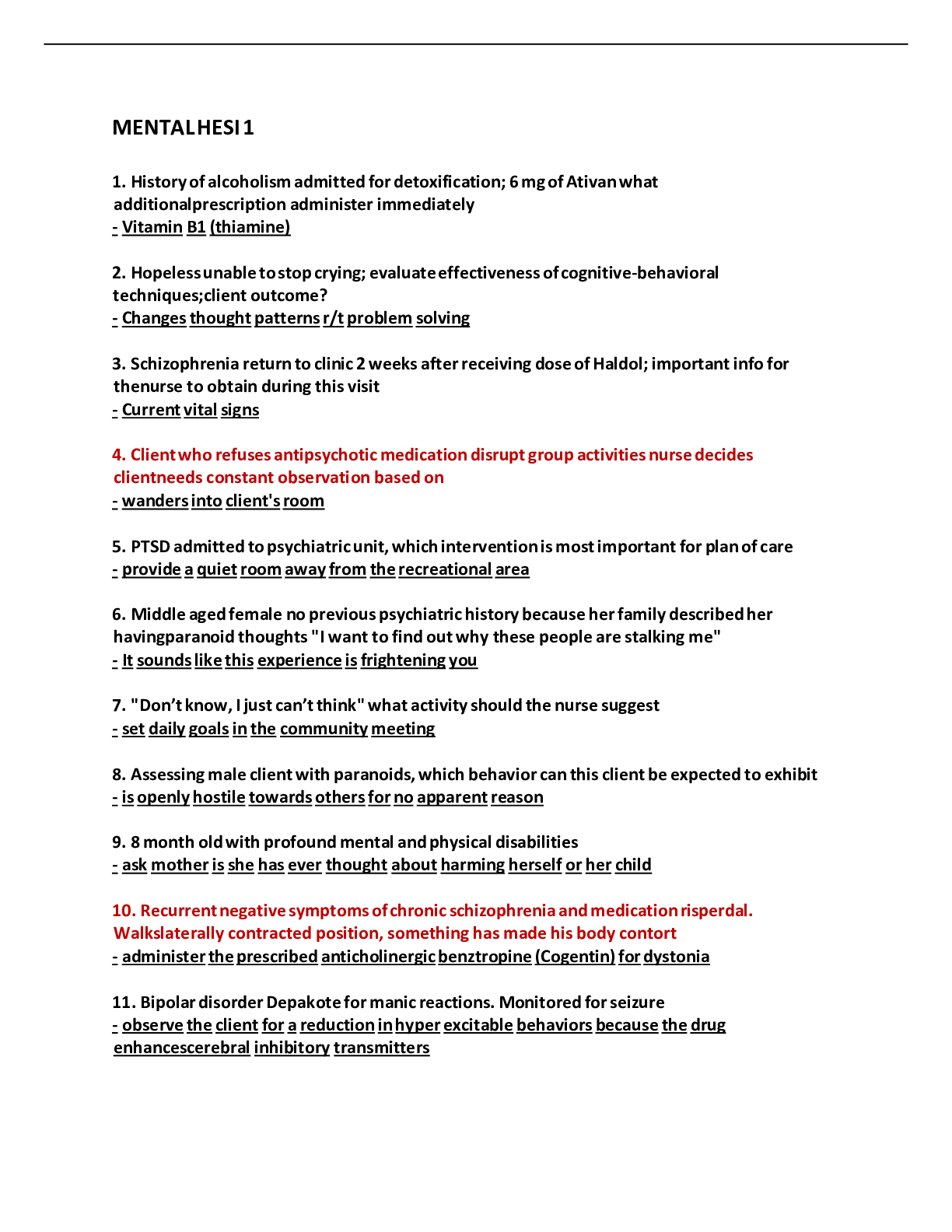 Preview image of MENTAL HESI 1 (Latest, 2021) document